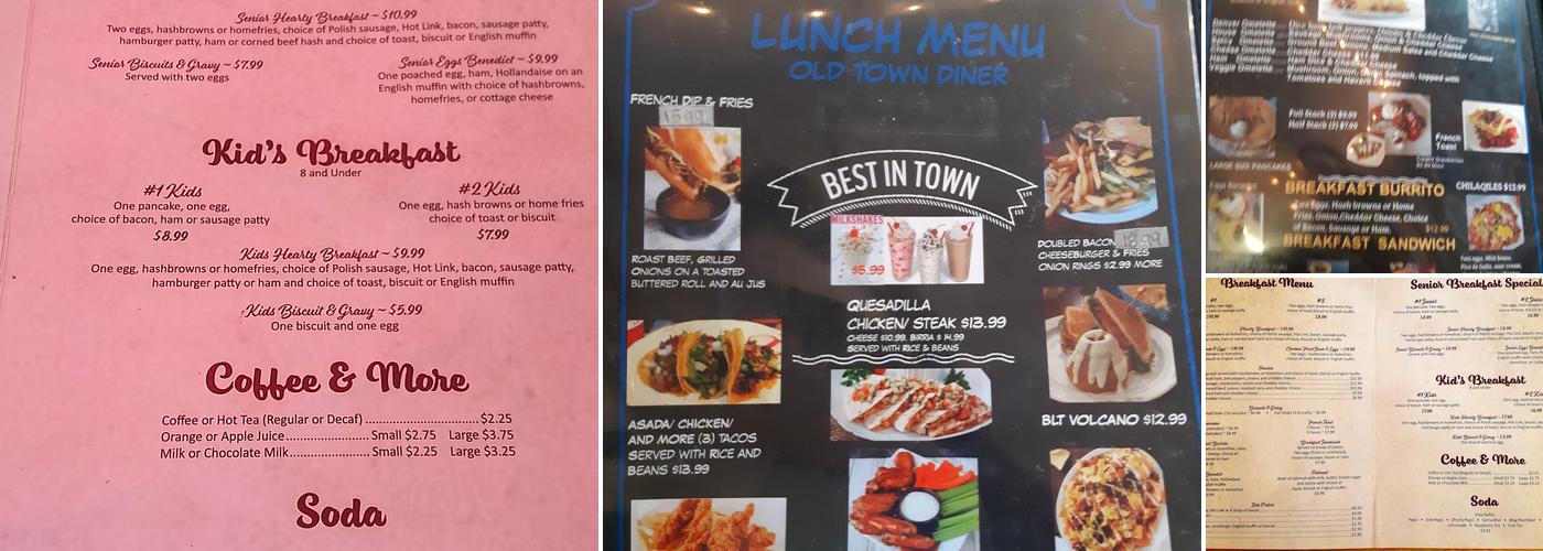 Old Town Diner Menu