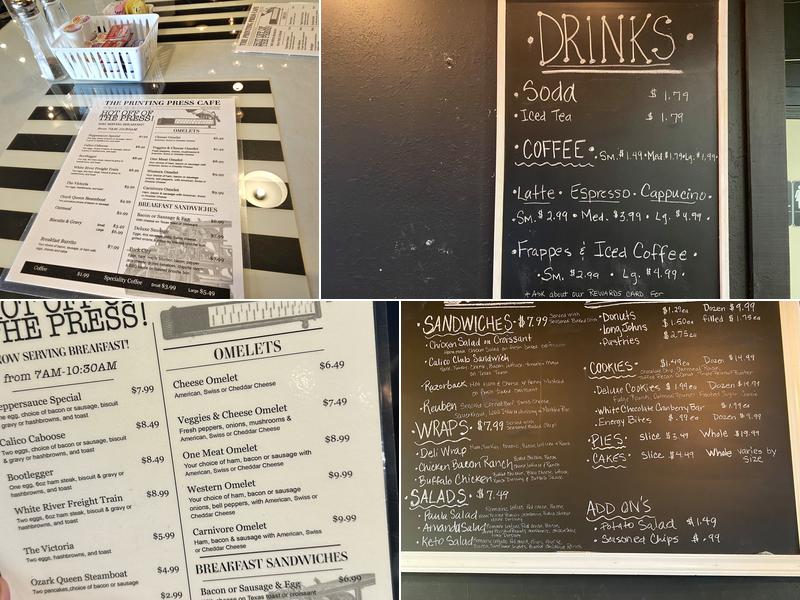Printing Press Cafe Menu