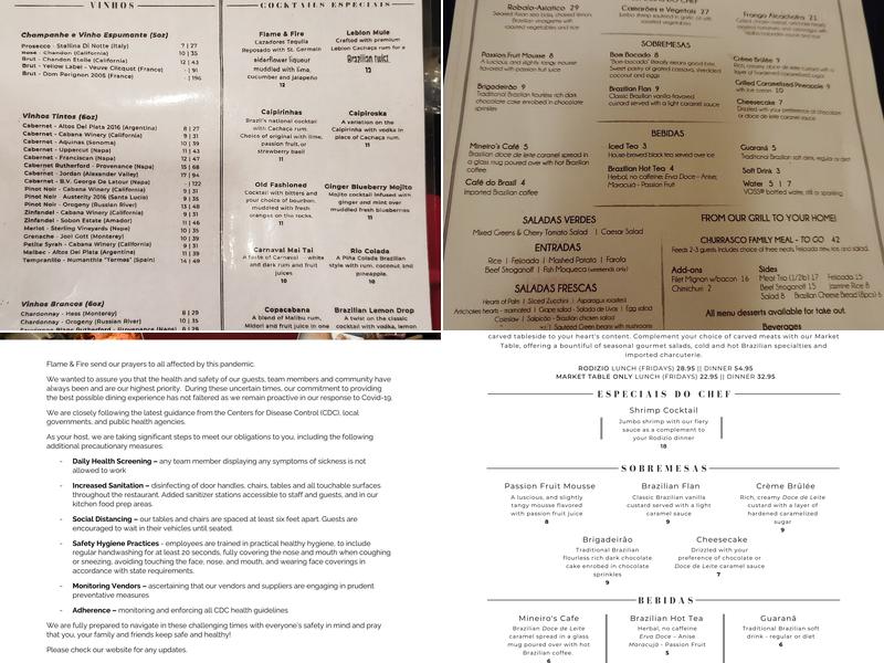 Flame & Fire Brazilian Steakhouse Menu