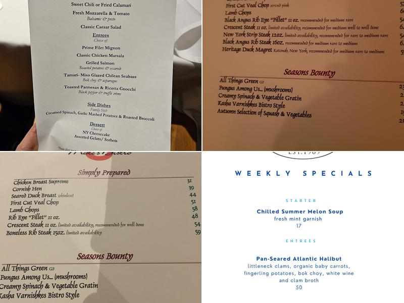 Bobby Van's Menu