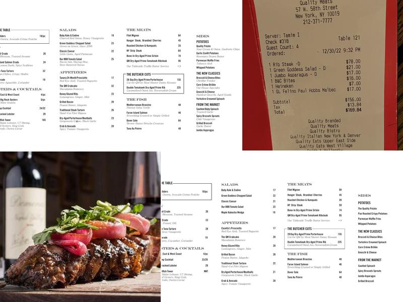Quality Meats Menu