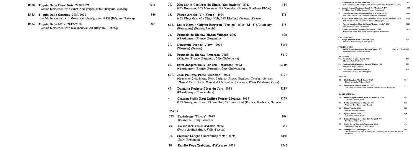 St. Anselm Menu