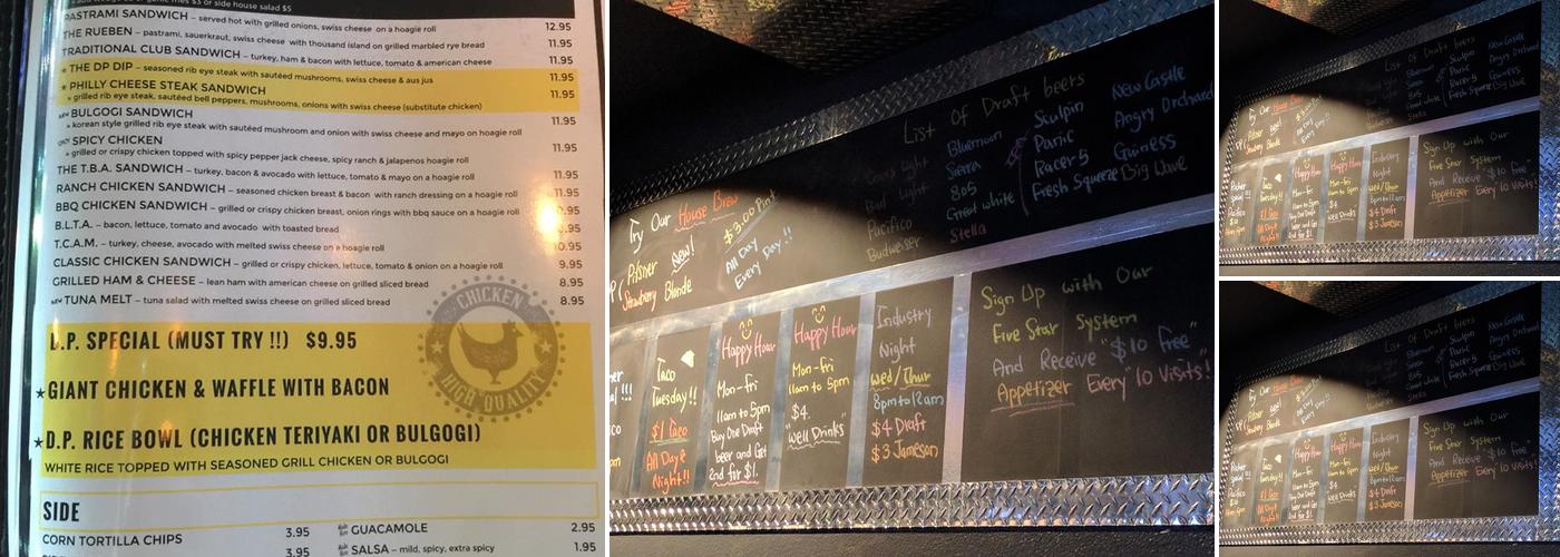 Diamond Plate Bar & Grill Menu