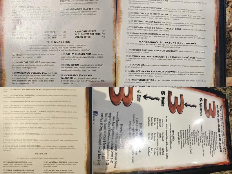Mandango's Sports Bar & Grill Menu