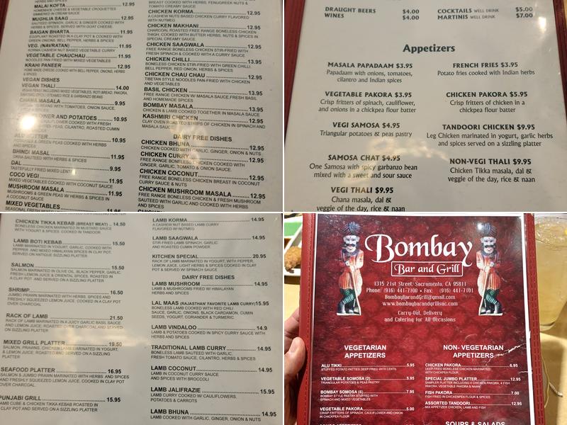 Bombay Bar & Grill Menu
