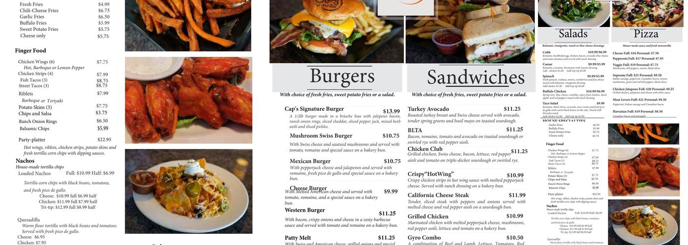 Caps Bar and Grill Menu