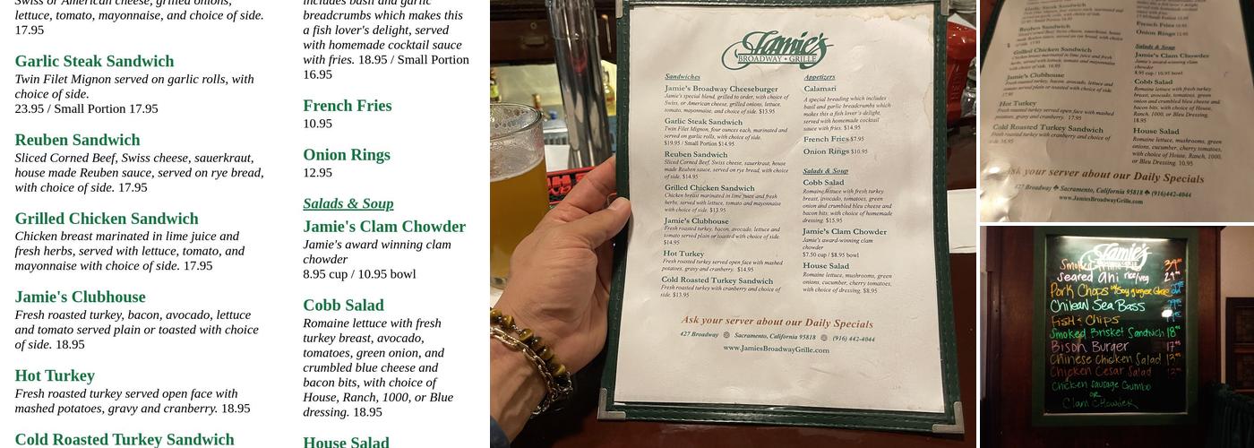 Jamie's Broadway Grille Menu