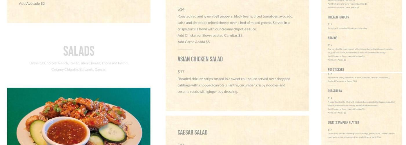 Sully's Bar & Grill Menu
