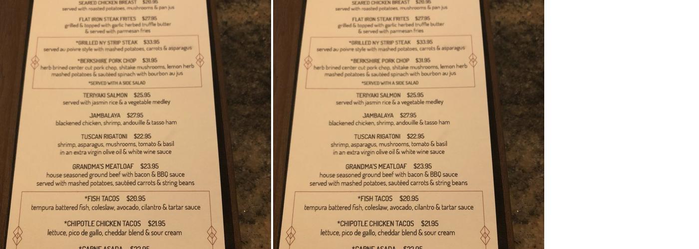 Pavilion Grille Menu