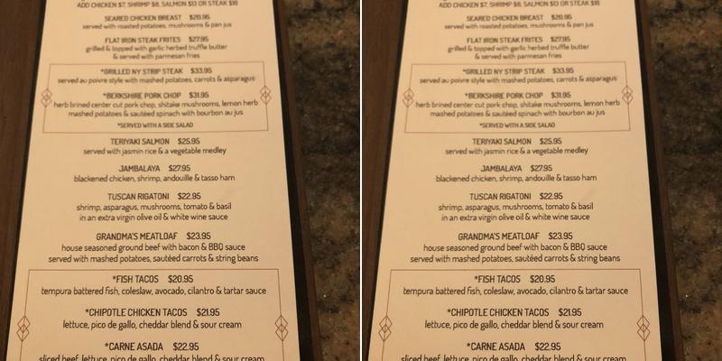 Pavilion Grille Menu