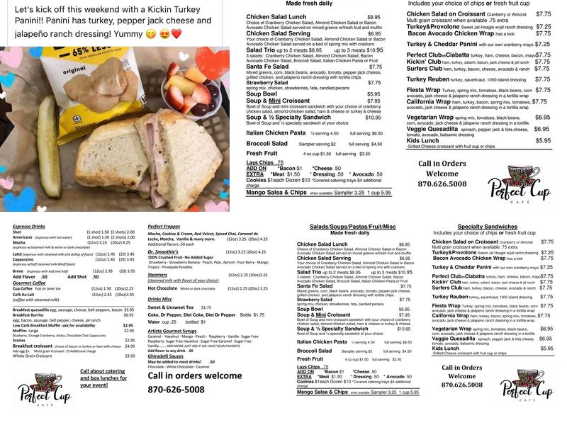 Perfect Cup Cafe Menu