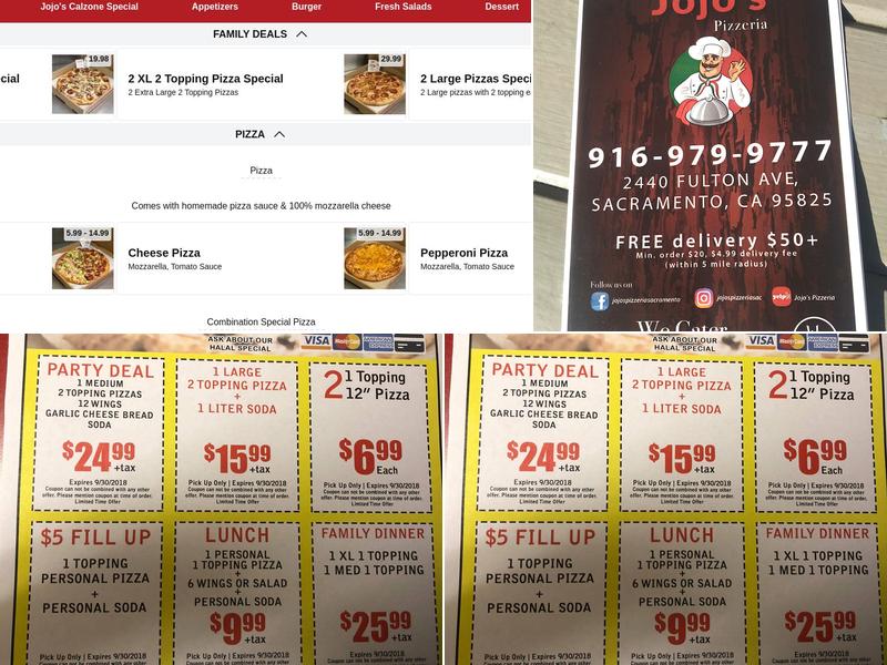 Jojo's (Halal) Pizza Menu