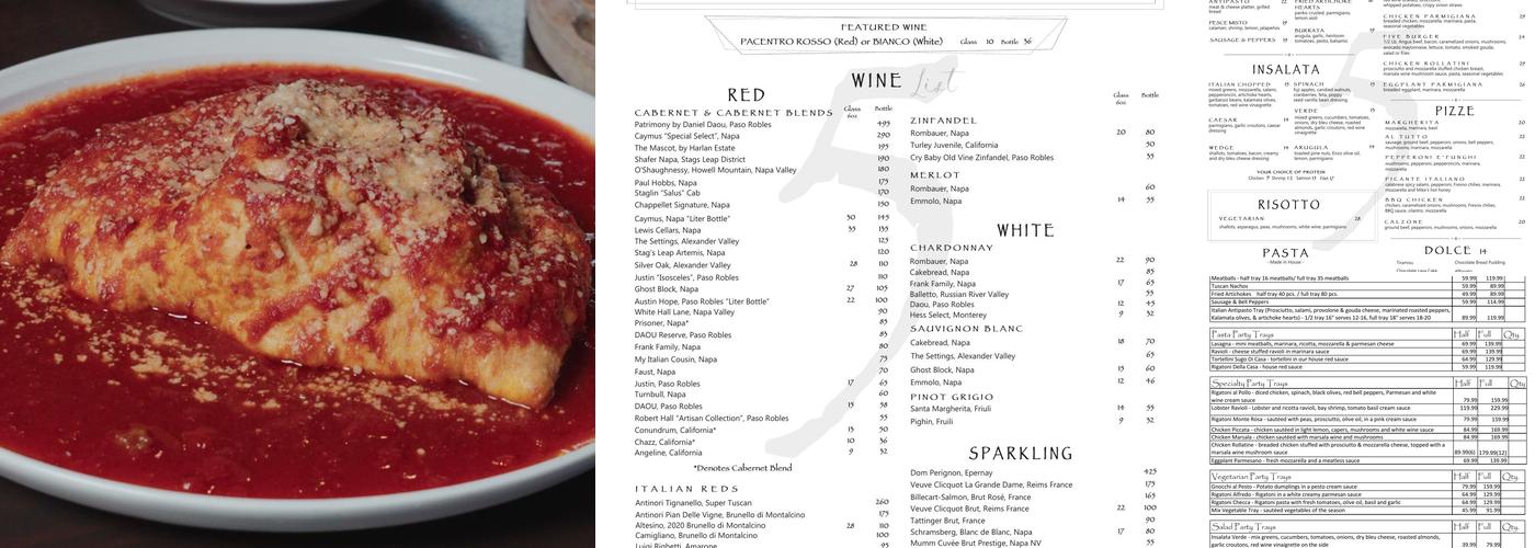 Five Restaurant Menu