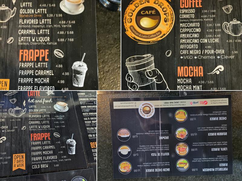 Golden Drops Café Menu