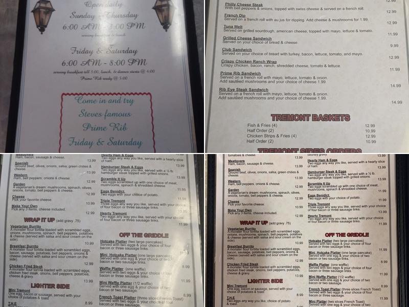 Tremont Café Menu