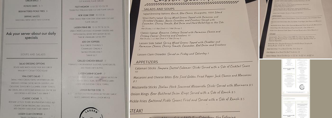 Lassen SteakHouse Menu