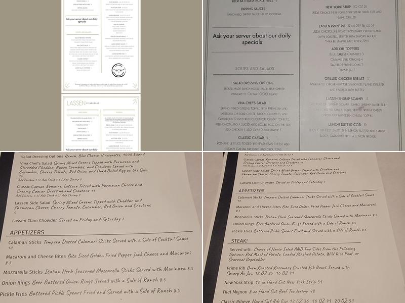 Lassen SteakHouse Menu