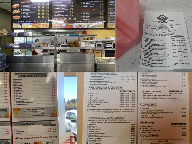 Grand Central Station Sandwich Menu