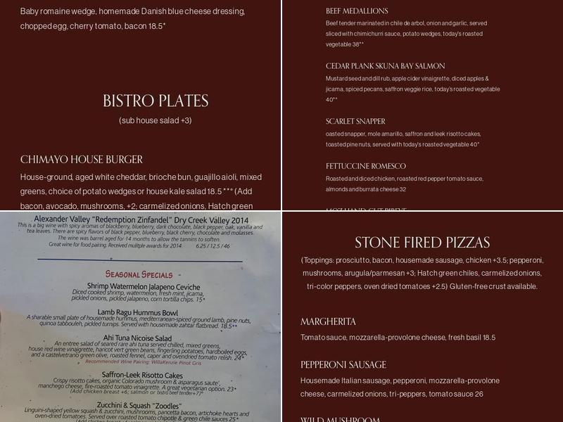 Chimayo Stone Fired Kitchen Menu