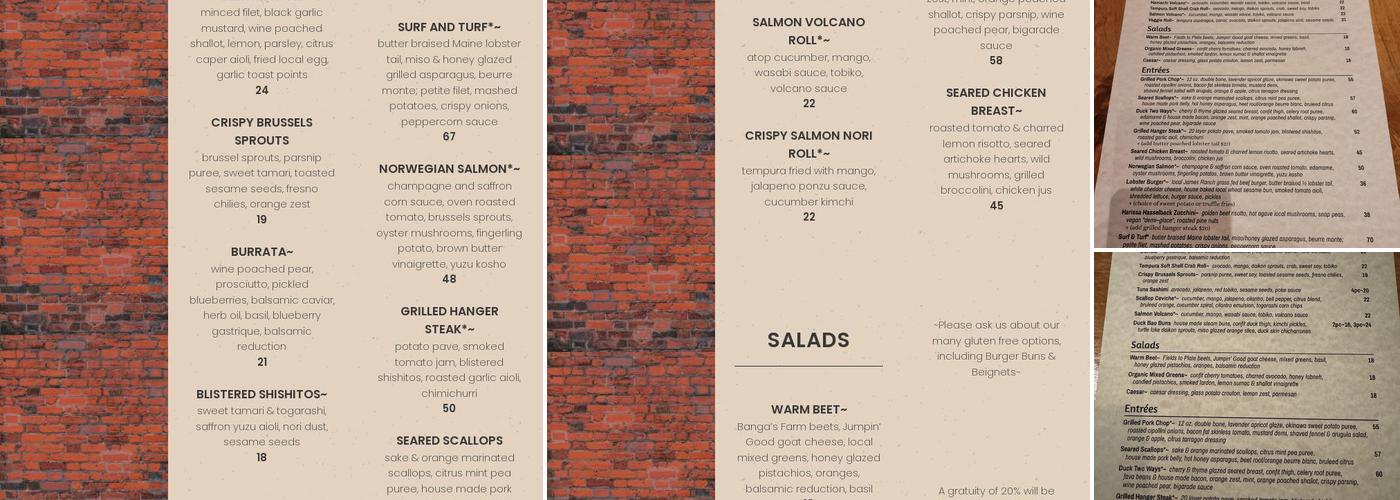Eolus Bar & Dining Menu