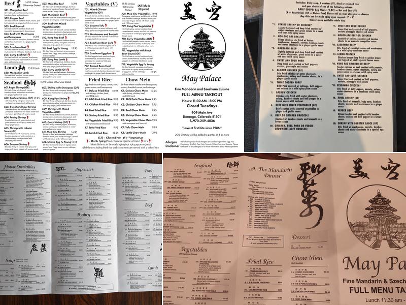 May Palace Menu