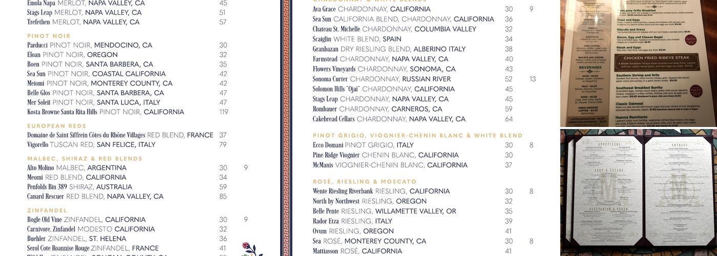 Mahogany Grille Menu