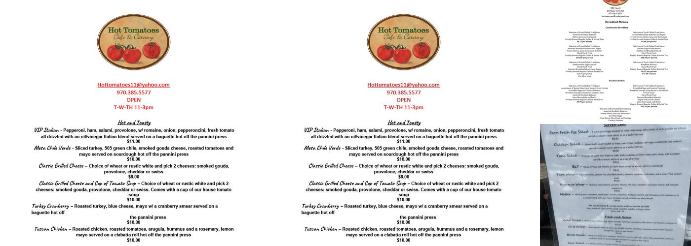 Hot Tomatoes Menu