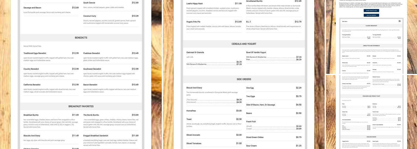 College Drive Cafe Menu