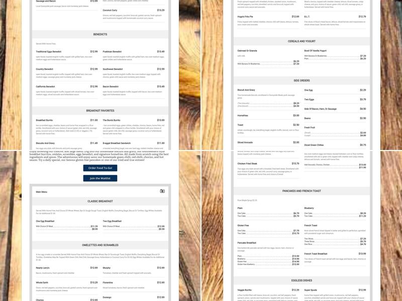 College Drive Cafe Menu