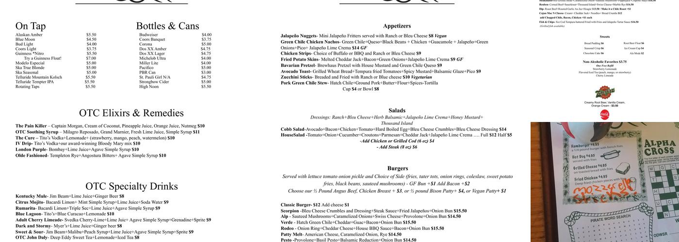 Olde Tymers Cafe Menu