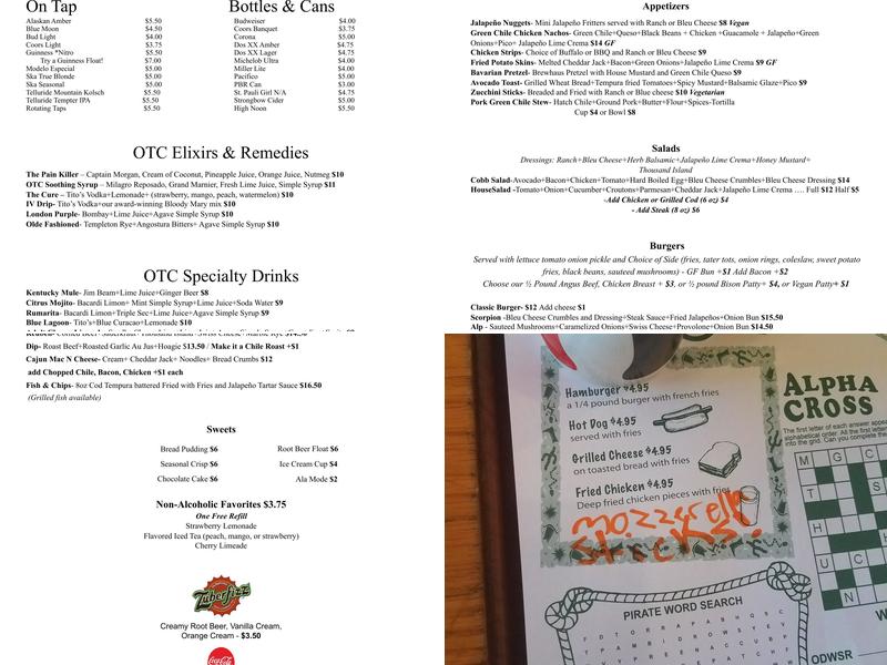 Olde Tymers Cafe Menu
