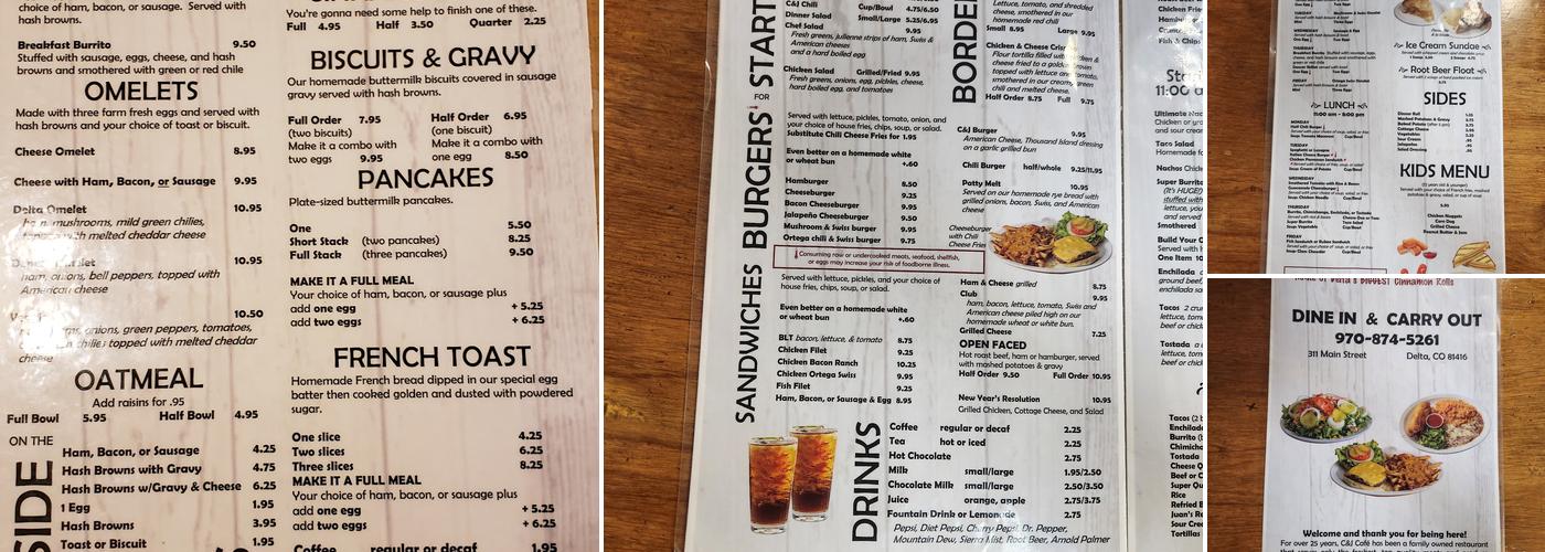 C&J Cafe Menu