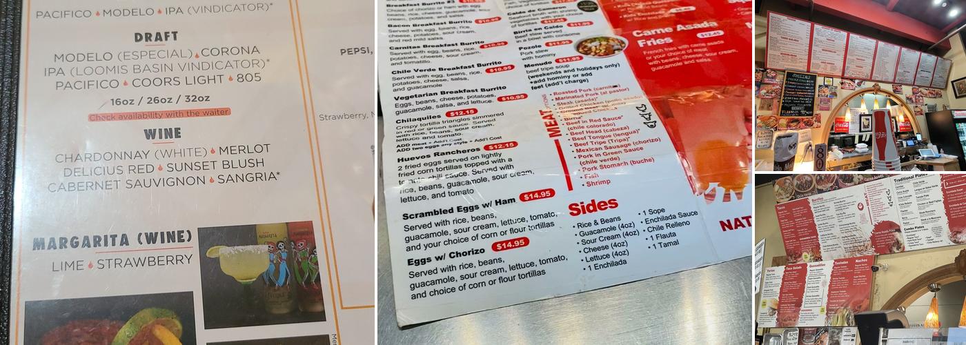 El Burrito Menu