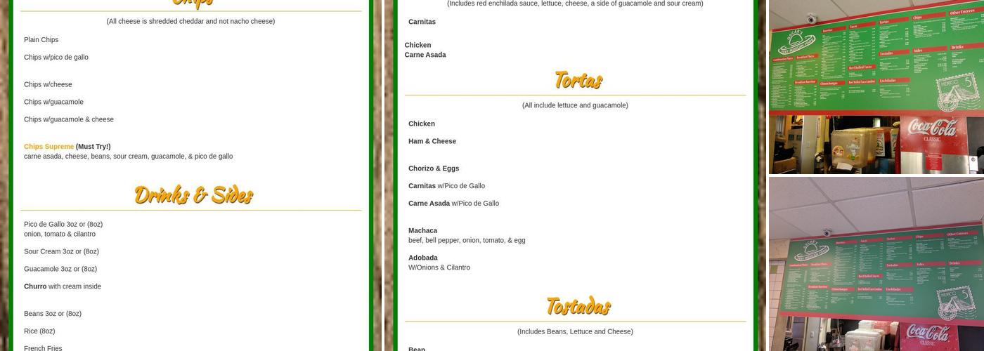Oscar's Very Mexican Food Menu