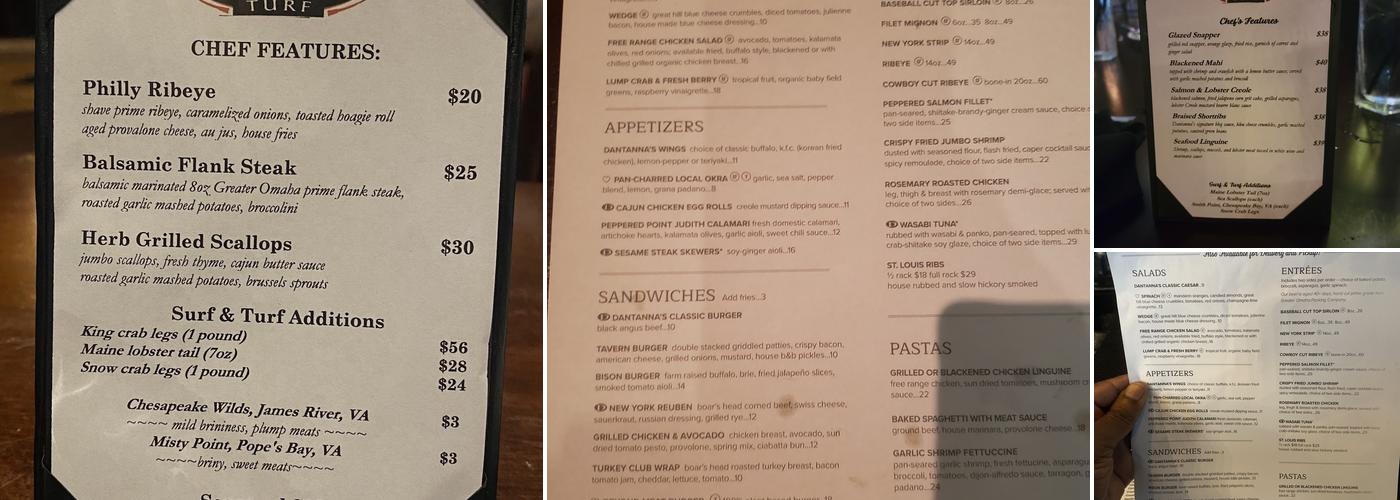 Dantanna's Menu