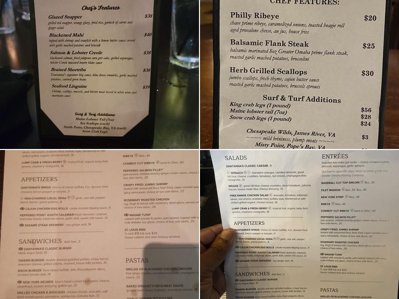 Dantanna's Menu