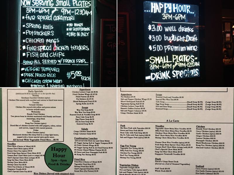 Simon's Bar & Cafe Menu