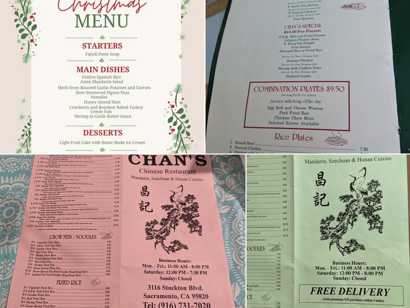 Chan’s Restaurant Menu