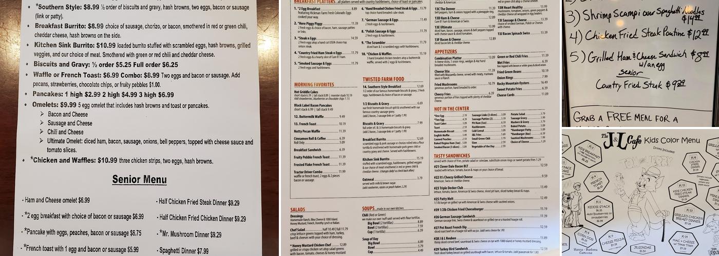 J & L Cafe Menu