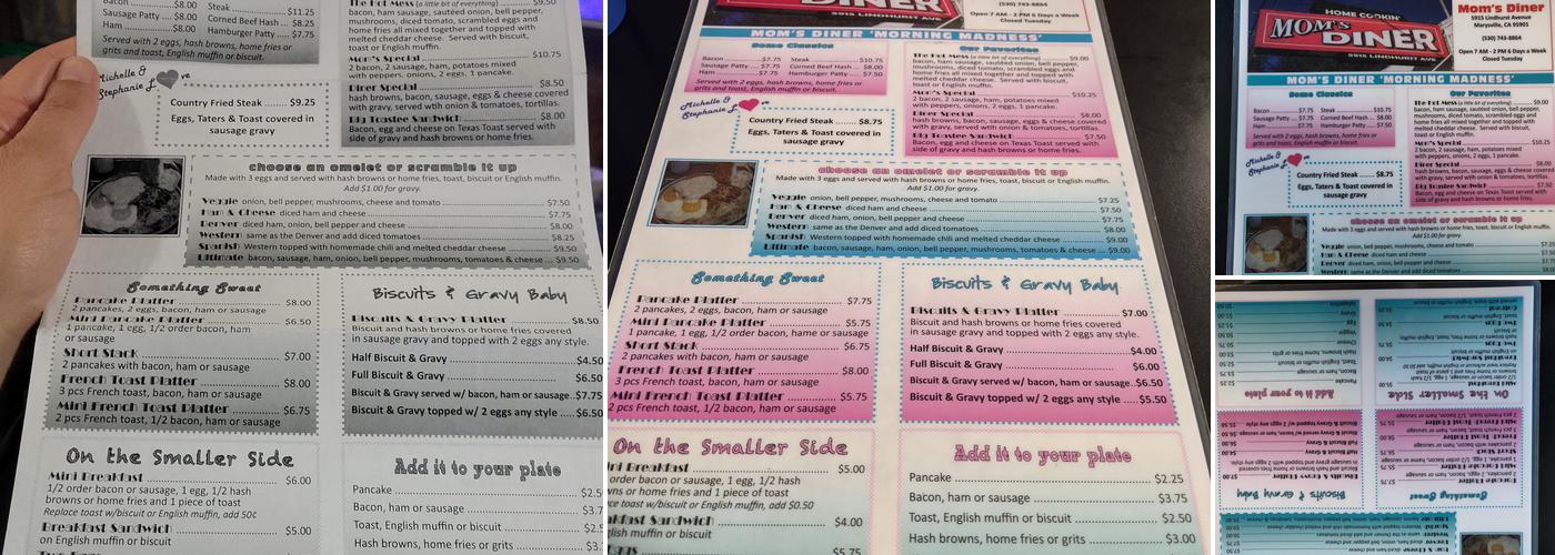 Mom's Diner Menu