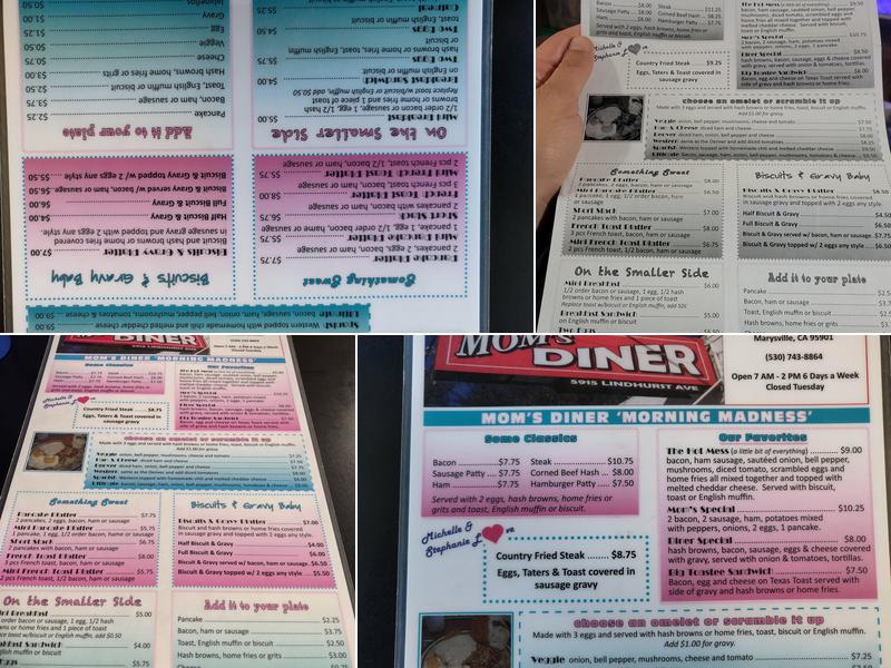 Mom's Diner Menu