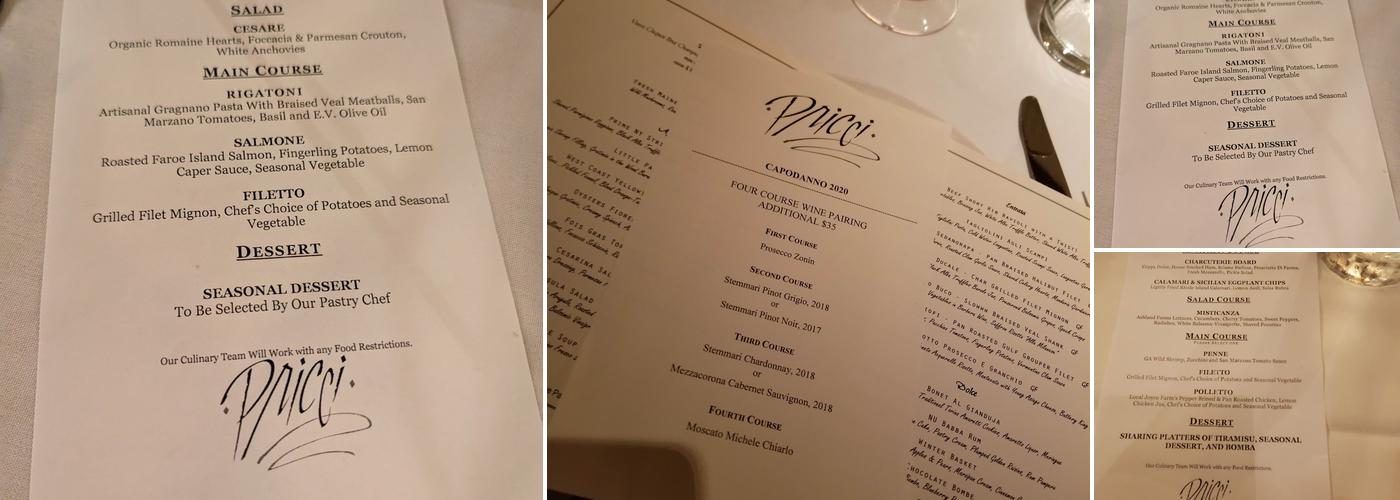 Pricci Menu