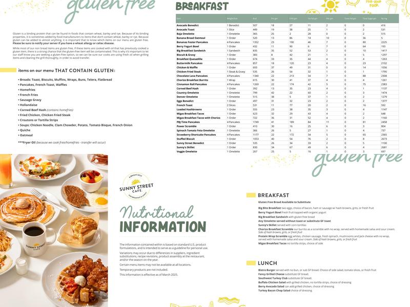 Sunny Street Cafe Menu