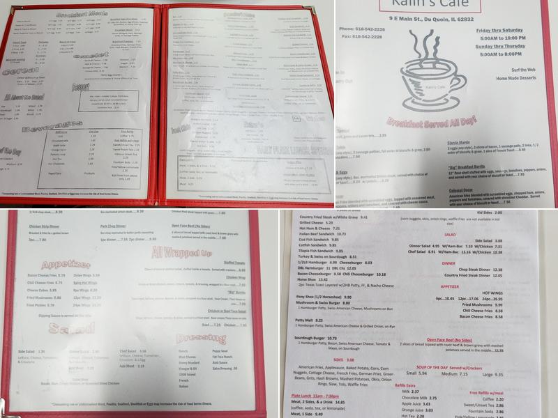 Kalin's Cafe Menu