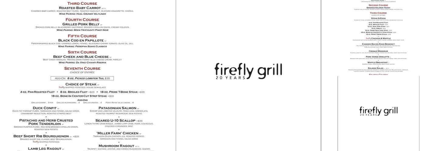 Firefly Grill Menu