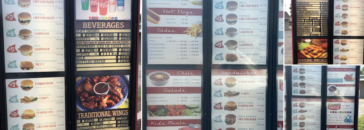 Cruiser's Drive Thru Menu
