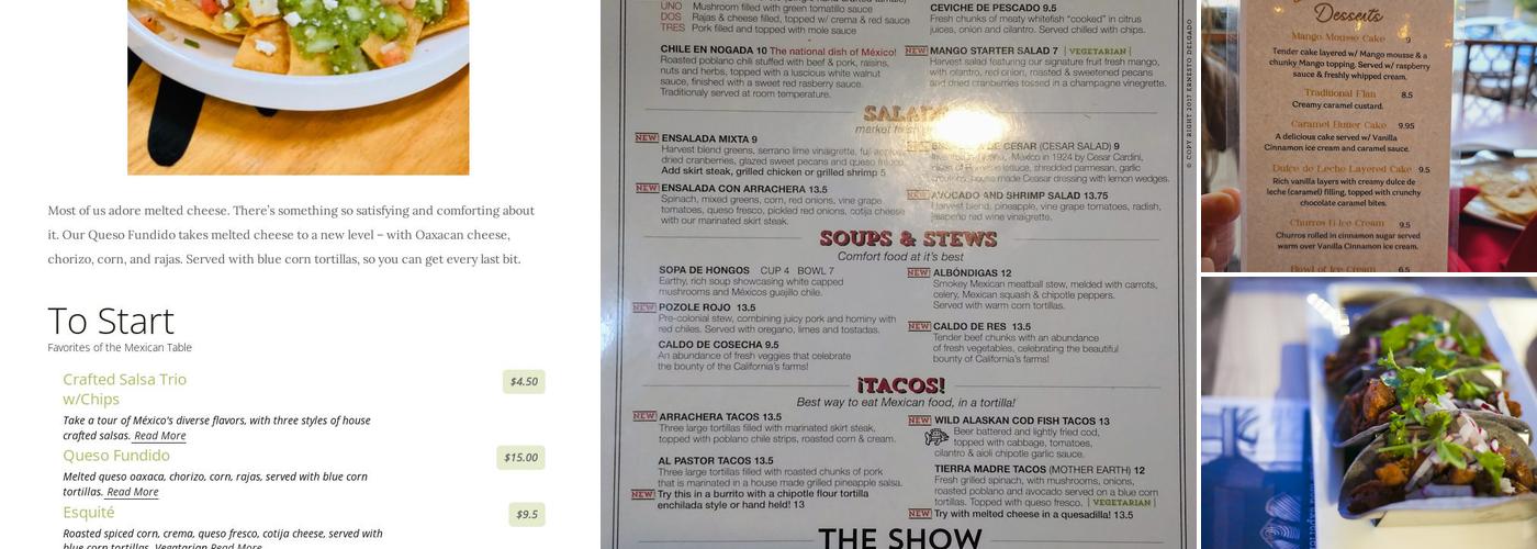 Mesa Mercado Menu