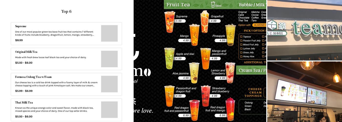 teamo tea cafe Menu