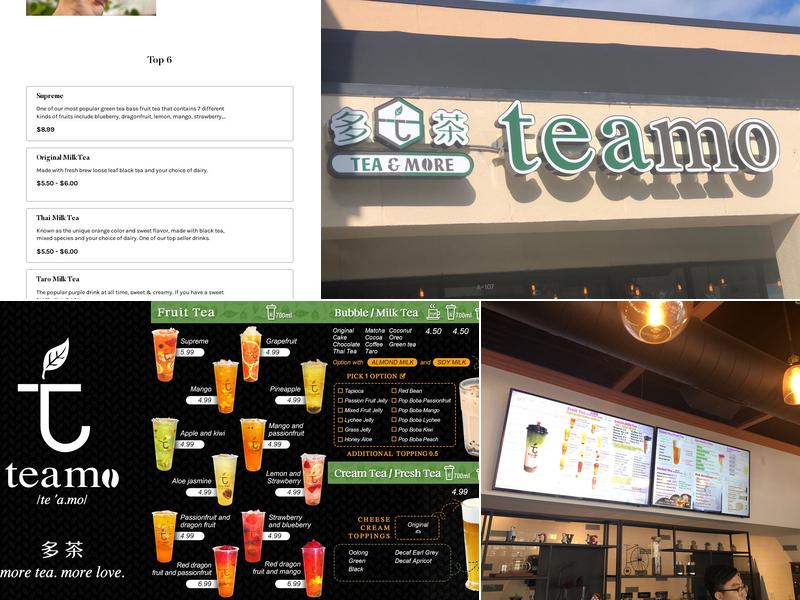 teamo tea cafe Menu