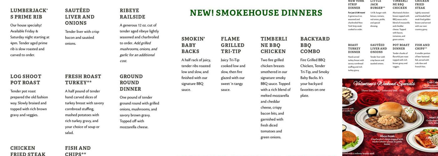 Lumberjack's Menu